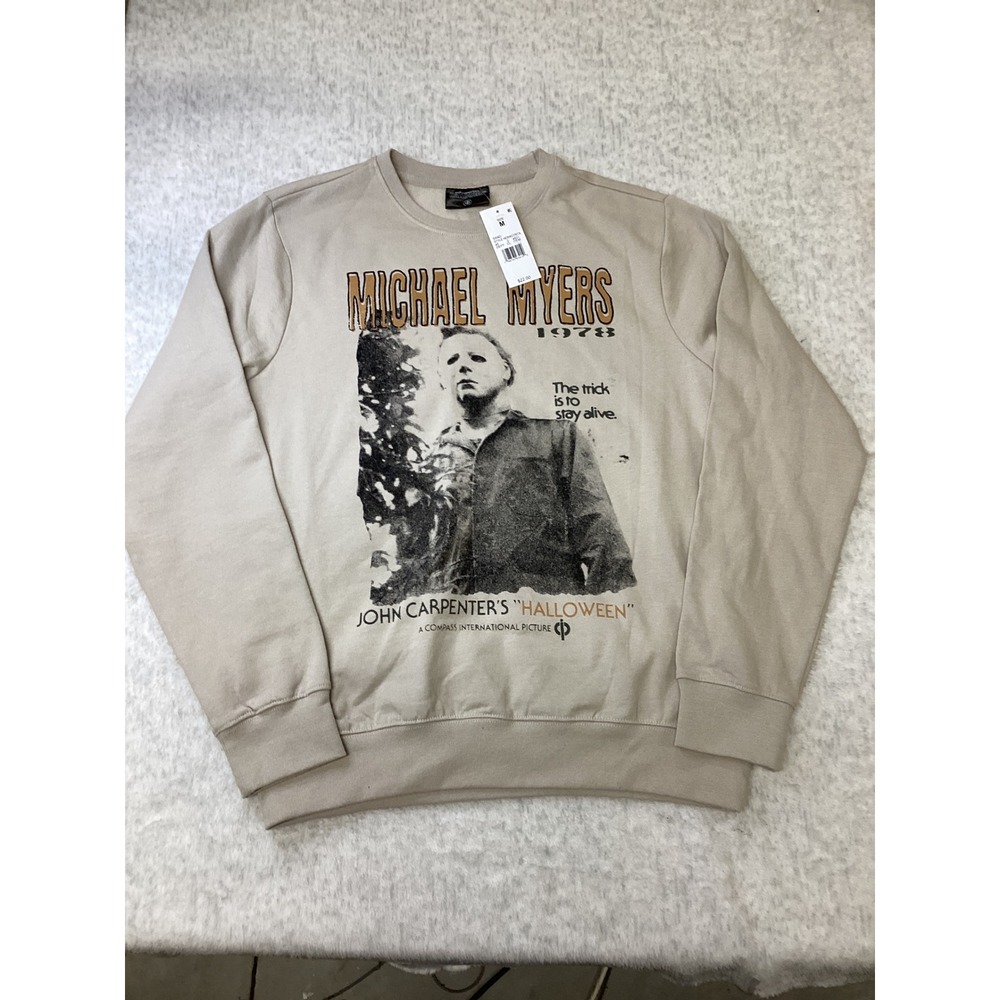 Michael Myers Halloween 1978 Graphic Crewneck Sweatshirt Sand Mens Medium NEW